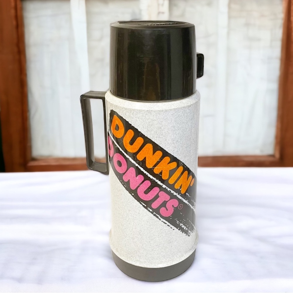 Dunkin Donuts Vintage Tall Coffee Thermos Travel Mug Hot Drink‎